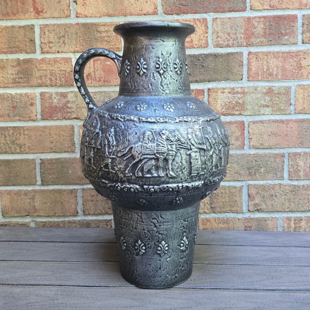 Large Floor Vase Handle W. Germany 434-45 Ceramic Vintage Gray Frieze Royal Hunt